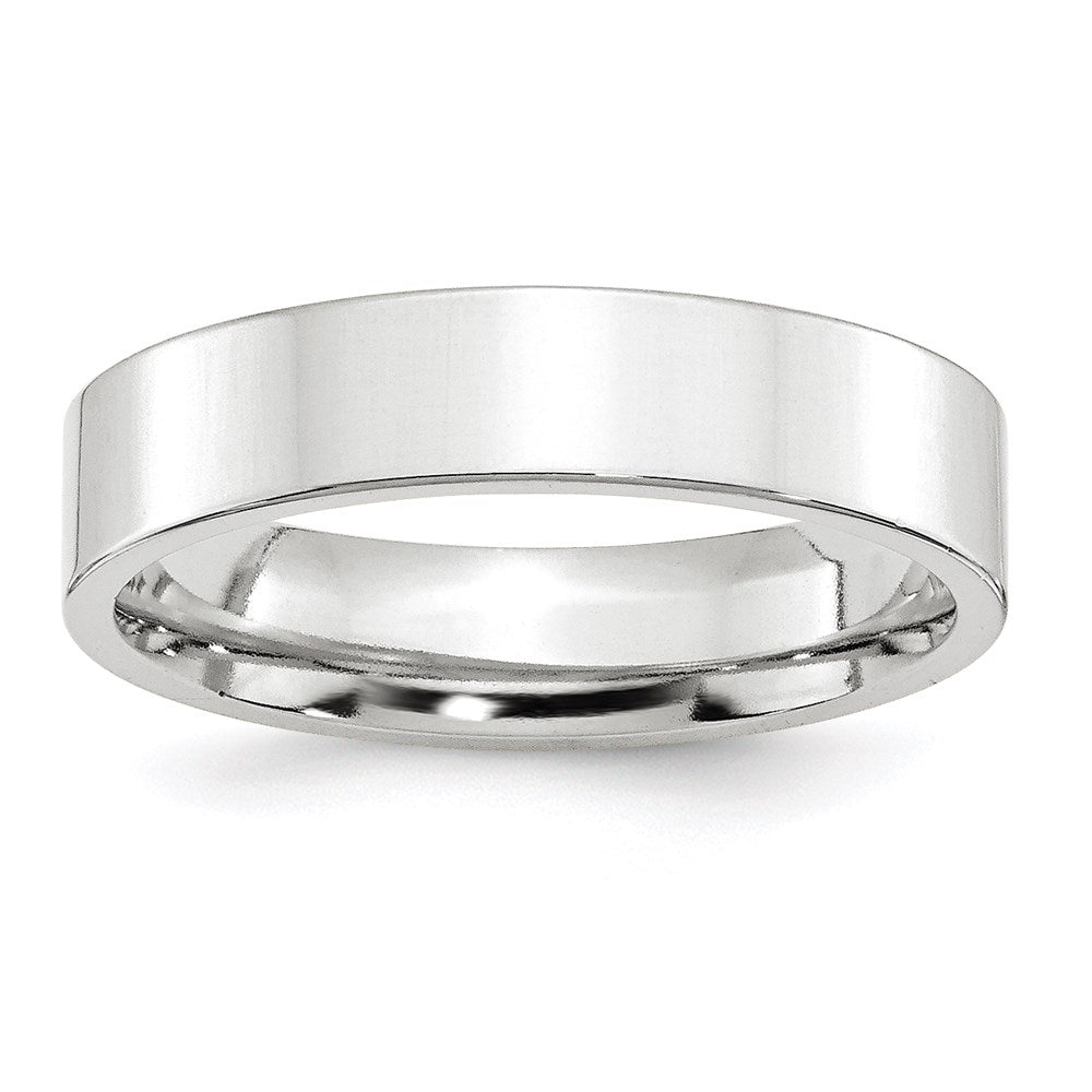 10k White Gold 5mm Standard Weight Flat Comfort Fit Wedding Band Size 9