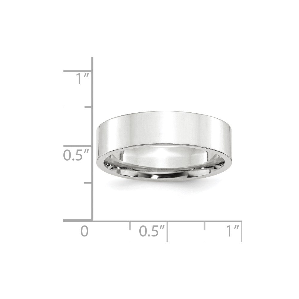10k White Gold 6mm Standard Weight Flat Comfort Fit Wedding Band Size 5.5