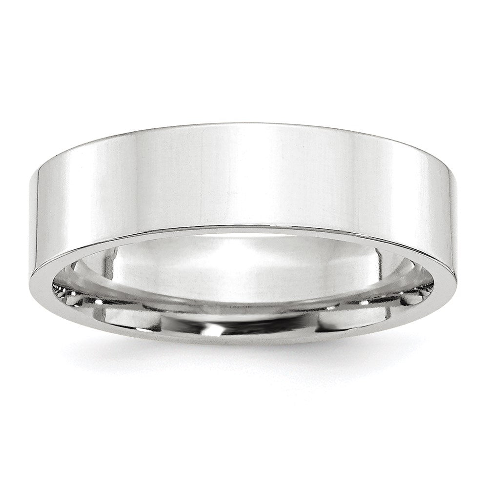 14k White Gold 6mm Standard Weight Flat Comfort Fit Wedding Band Size 13