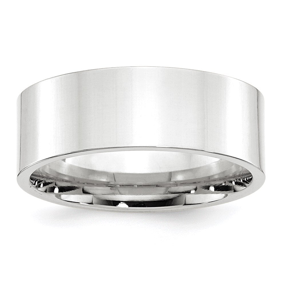 10k White Gold 8mm Standard Weight Flat Comfort Fit Wedding Band Size 6.5