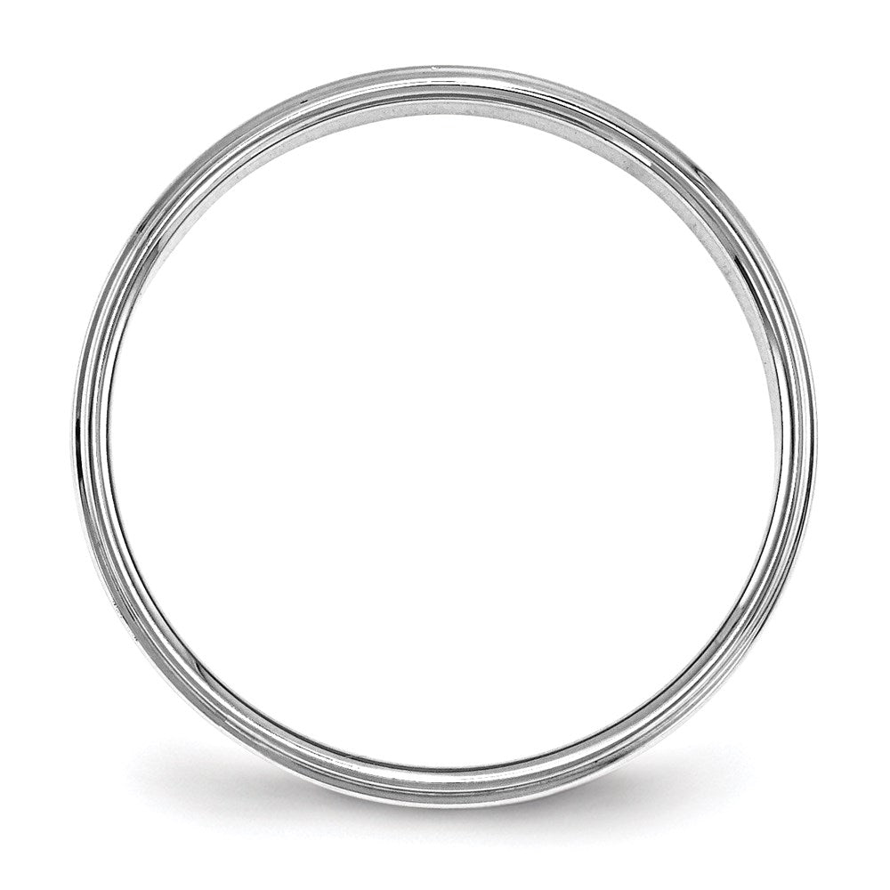 14k White Gold 4mm Flat with Step Edge Wedding Band Size 4.5