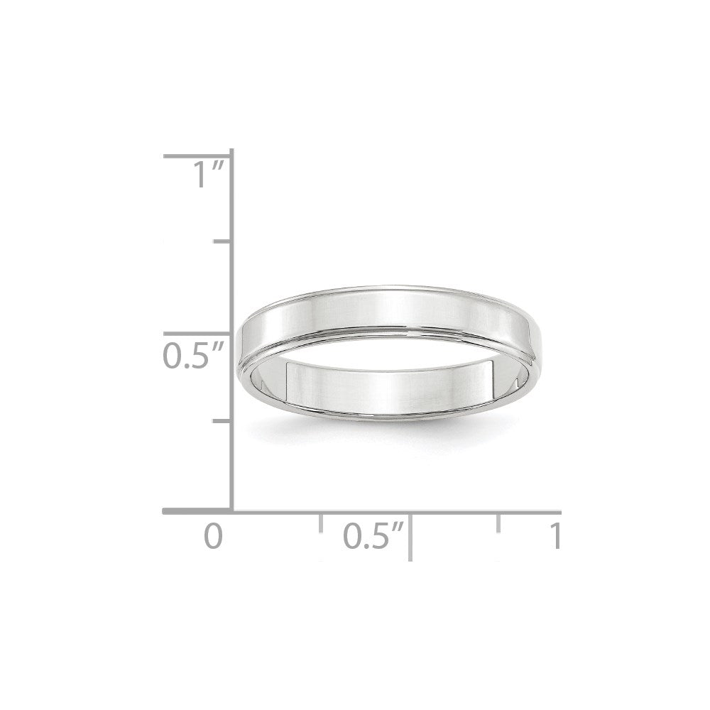 14k White Gold 4mm Flat with Step Edge Wedding Band Size 9.5
