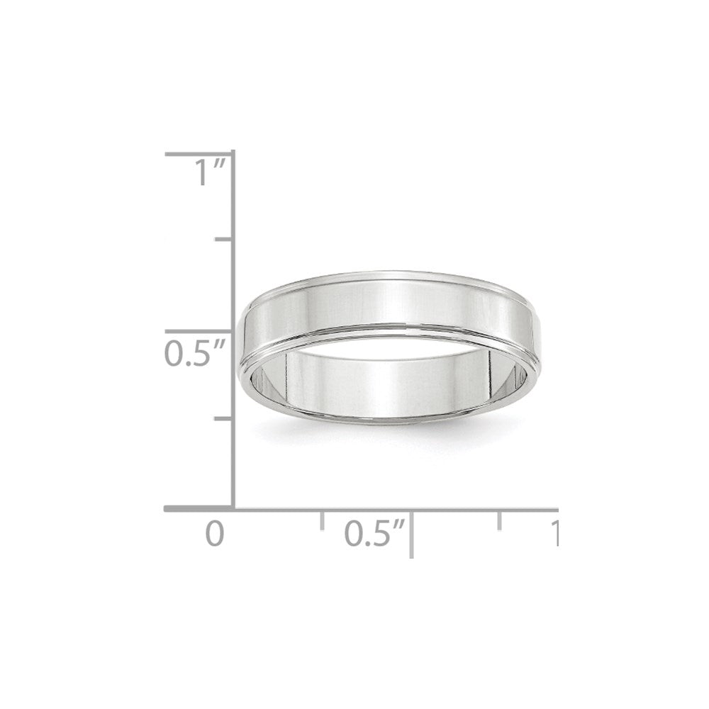 14k White Gold 5mm Flat with Step Edge Wedding Band Size 4