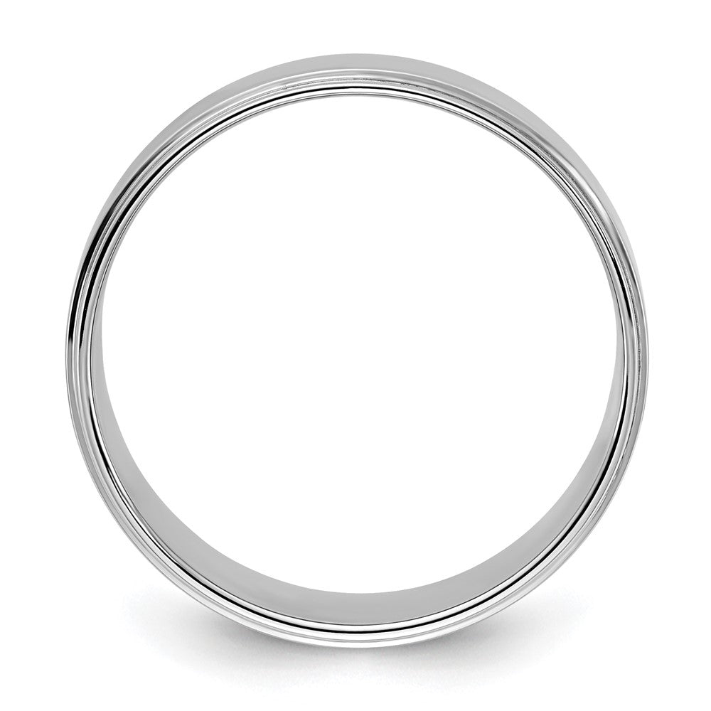 14k White Gold 8mm Flat with Step Edge Wedding Band Size 12