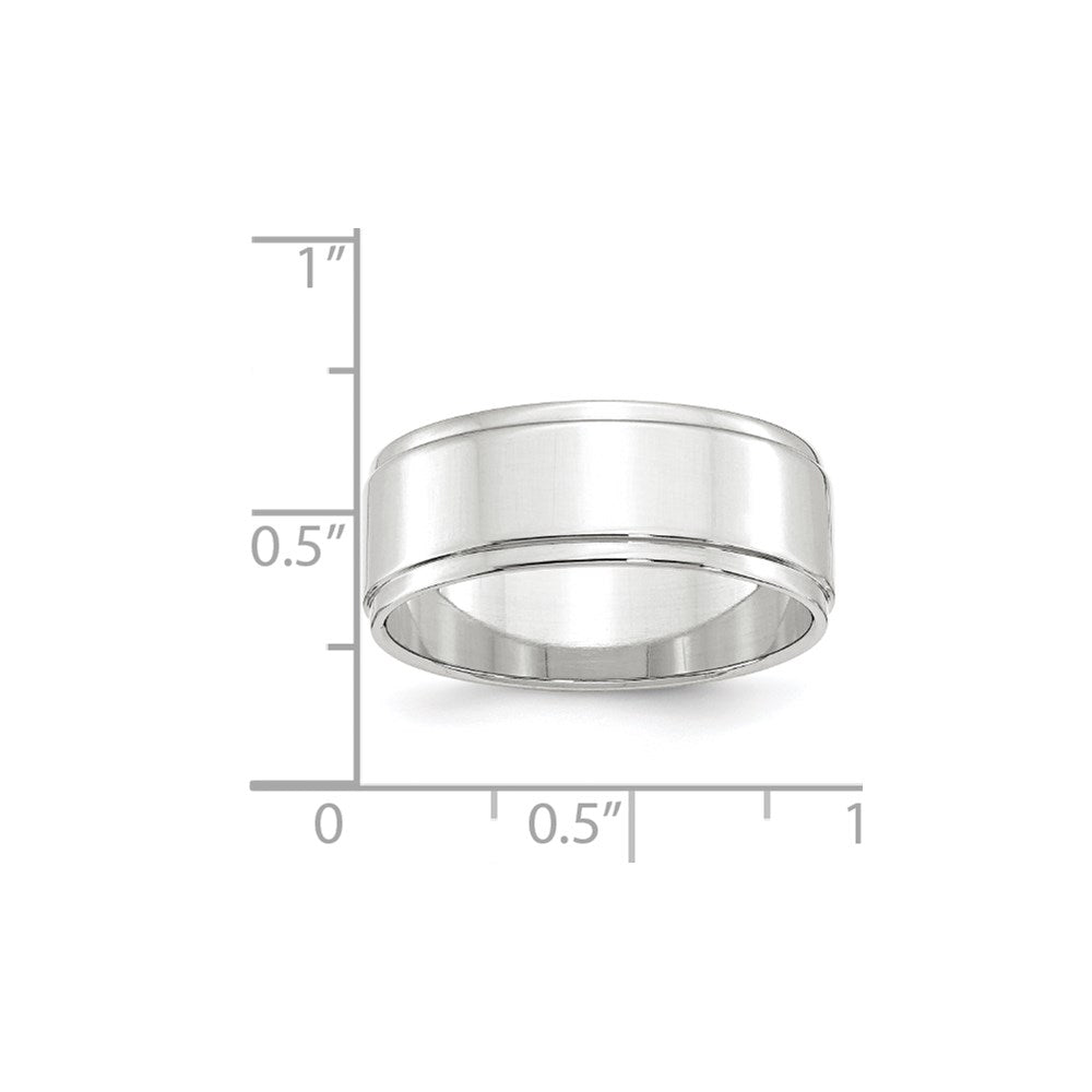 10k White Gold 8mm Flat with Step Edge Wedding Band Size 8.5