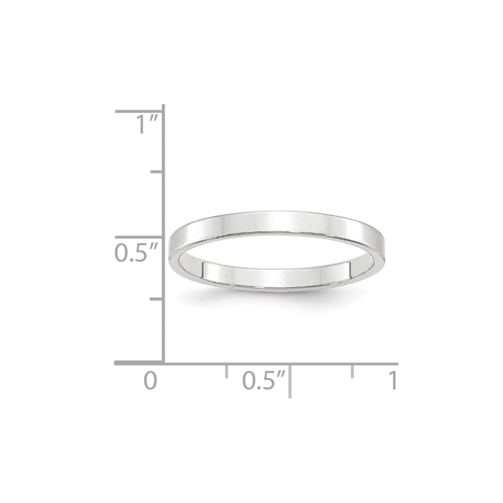 14k White Gold 2.5mm Lightweight Flat Wedding Band Size 5