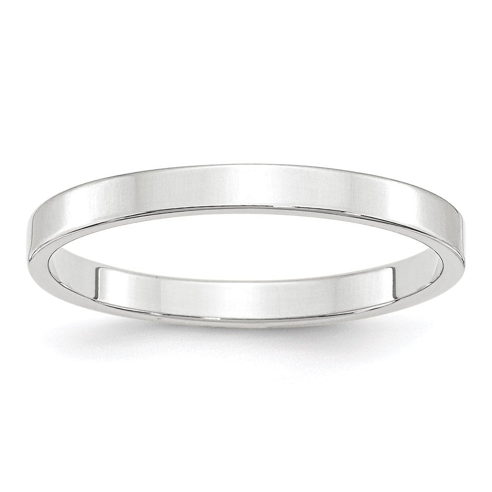 14k White Gold 2.5mm Lightweight Flat Wedding Band Size 5
