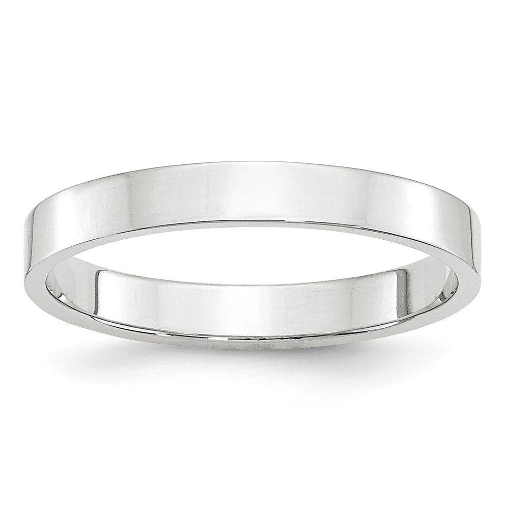14k White Gold 3mm Lightweight Flat Wedding Band Size 13
