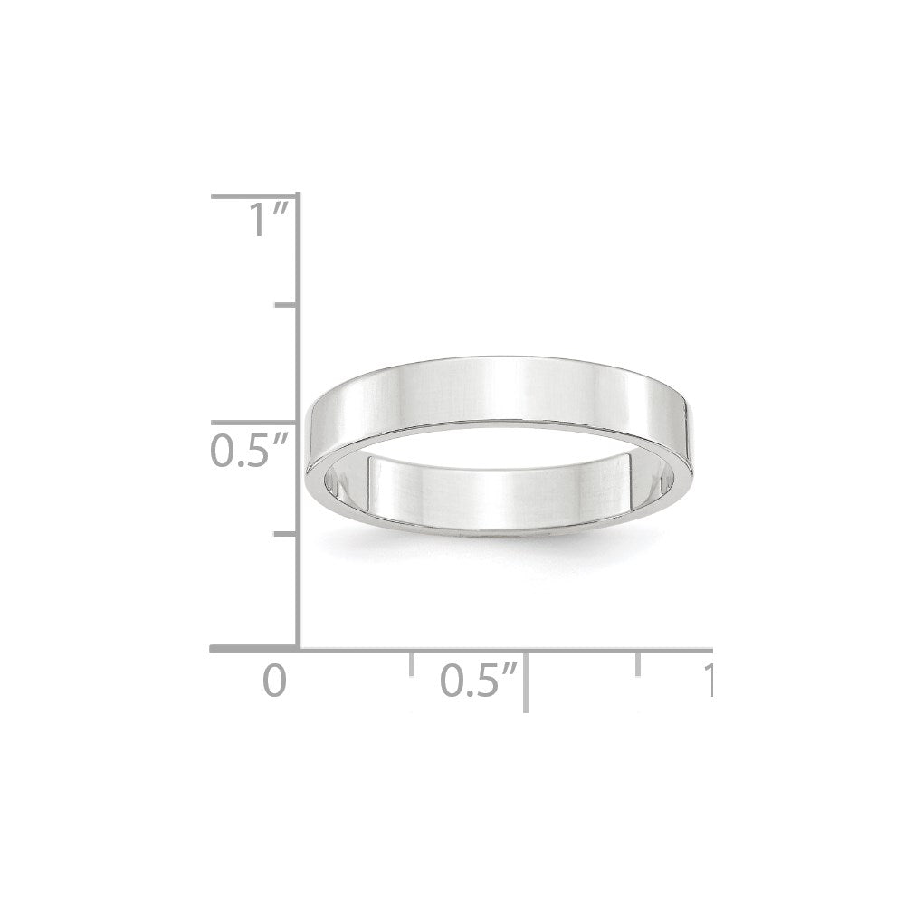 14k White Gold 4mm Lightweight Flat Wedding Band Size 4