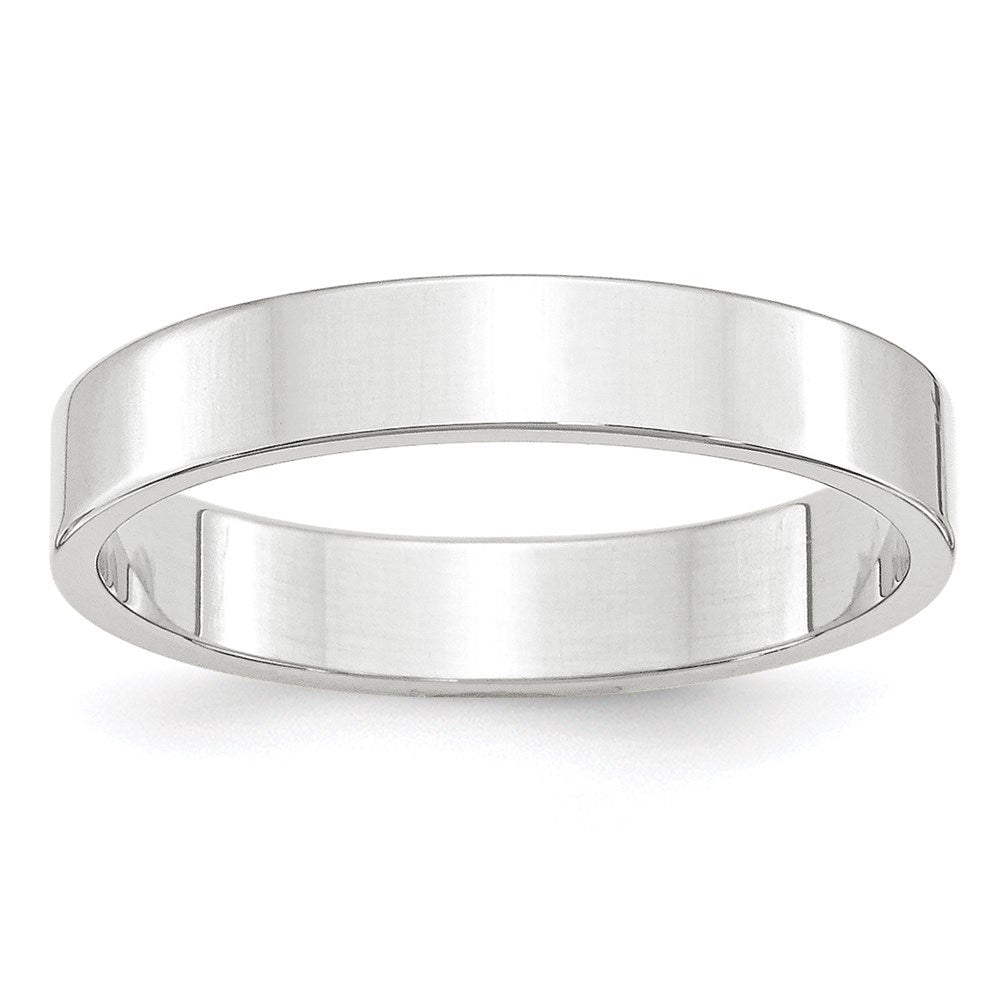 14k White Gold 4mm Lightweight Flat Wedding Band Size 4