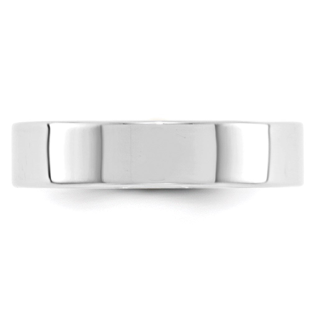 14k White Gold 5mm Lightweight Flat Wedding Band Size 7.5