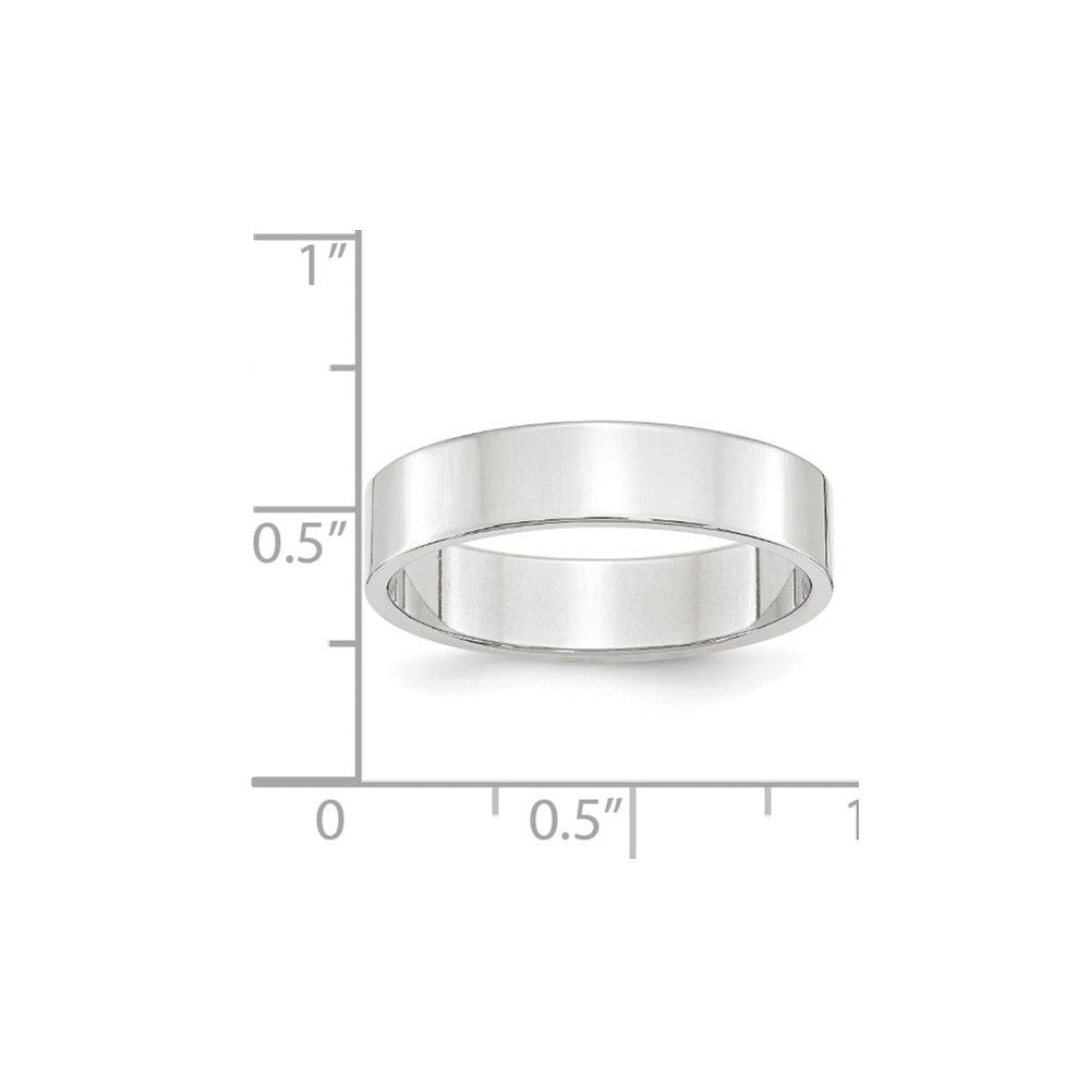 14k White Gold 5mm Lightweight Flat Wedding Band Size 12.5