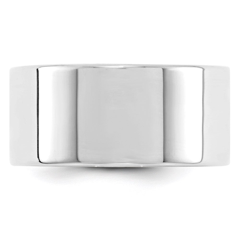 10k White Gold 10mm Lightweight Flat Wedding Band Size 14
