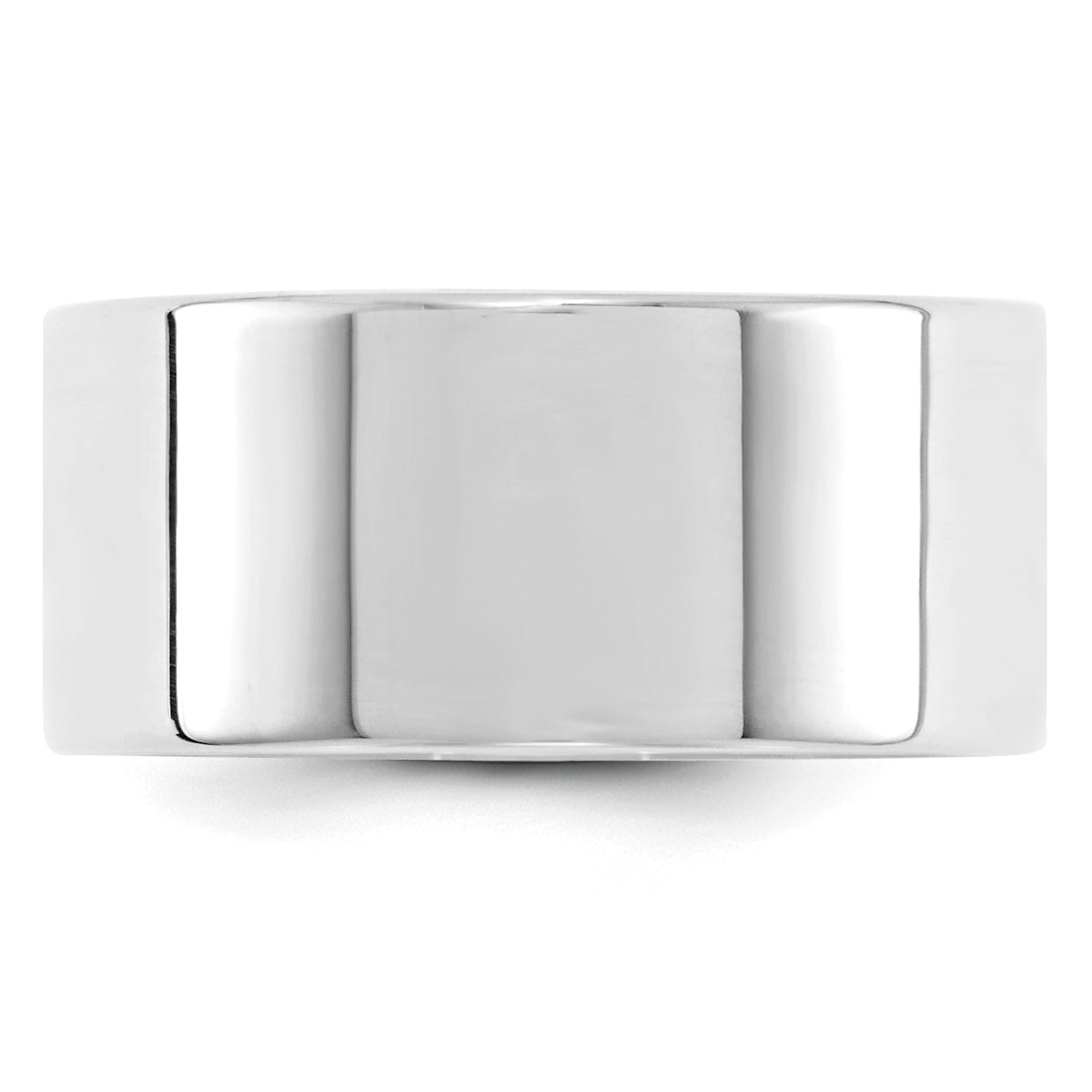 14k White Gold 10mm Lightweight Flat Wedding Band Size 6.5