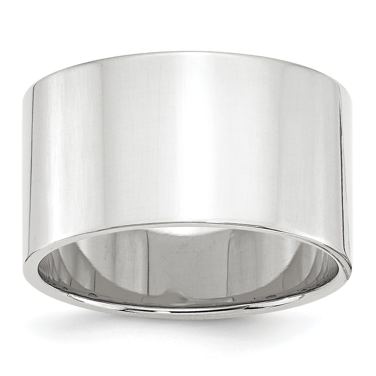 14k White Gold 12mm Lightweight Flat Wedding Band Size 5