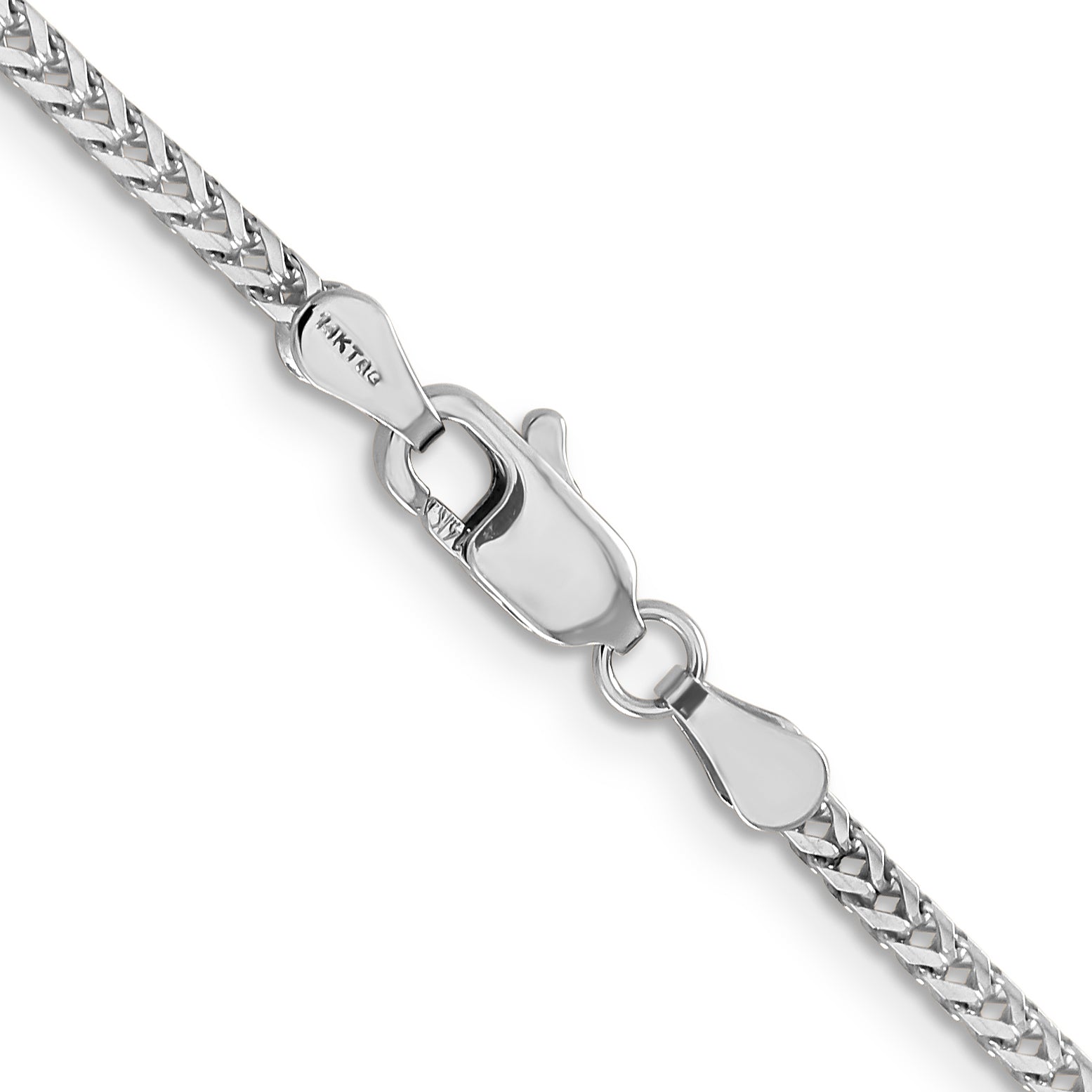 14K White Gold 7 inch 2mm Franco with Lobster Clasp Bracelet