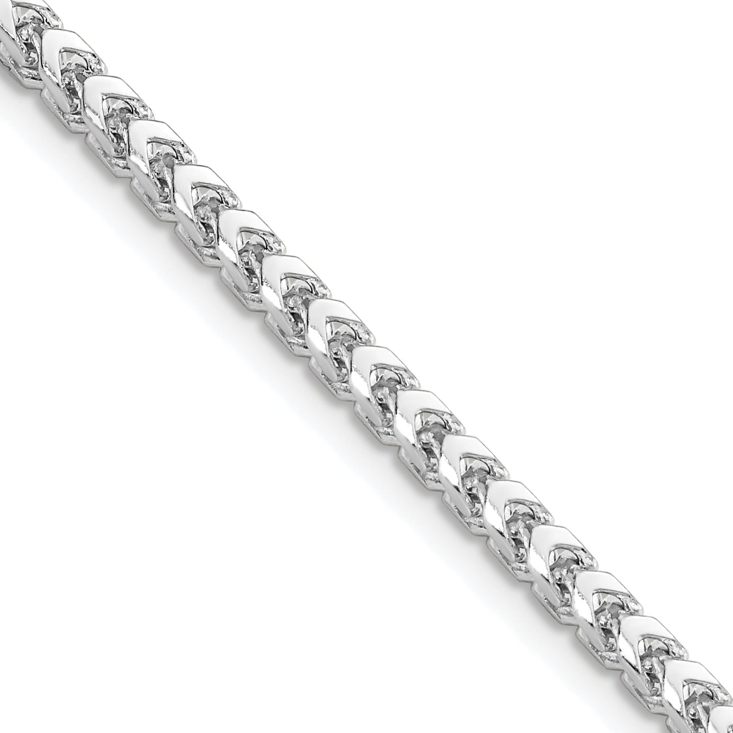 14K White Gold 24 inch 3mm Franco with Fancy Lobster Clasp Chain
