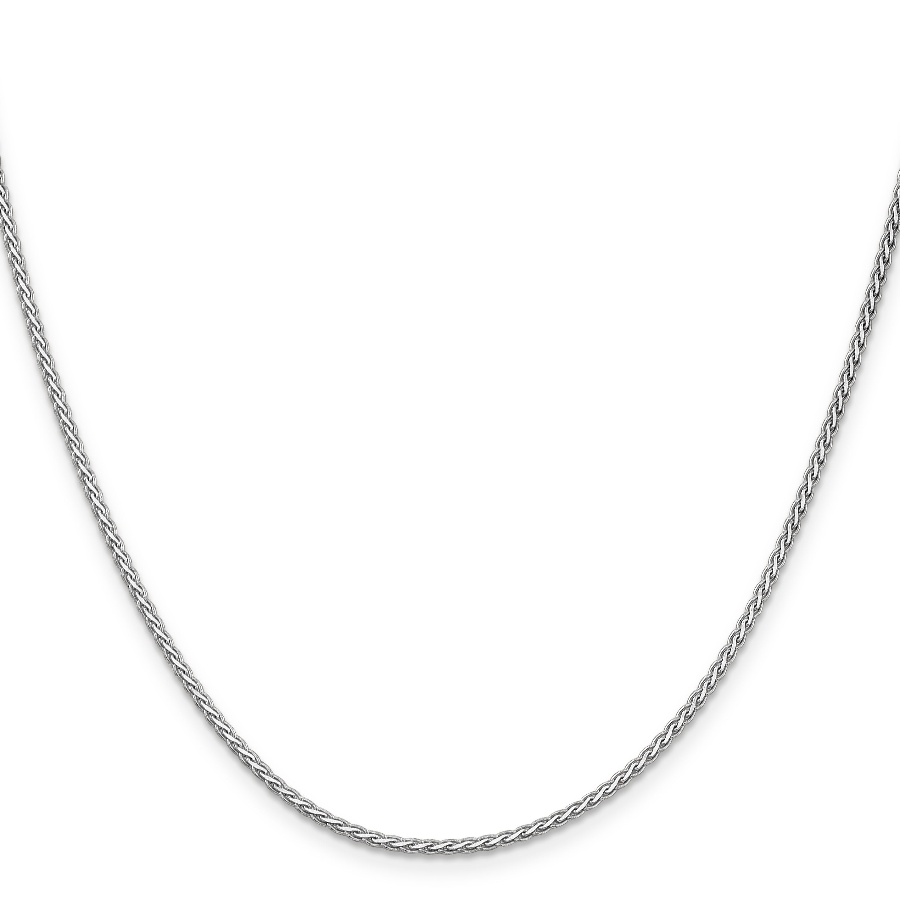 14K White Gold 16 Inch 1.9Mm Flat Wheat With Lobster Clasp Chain