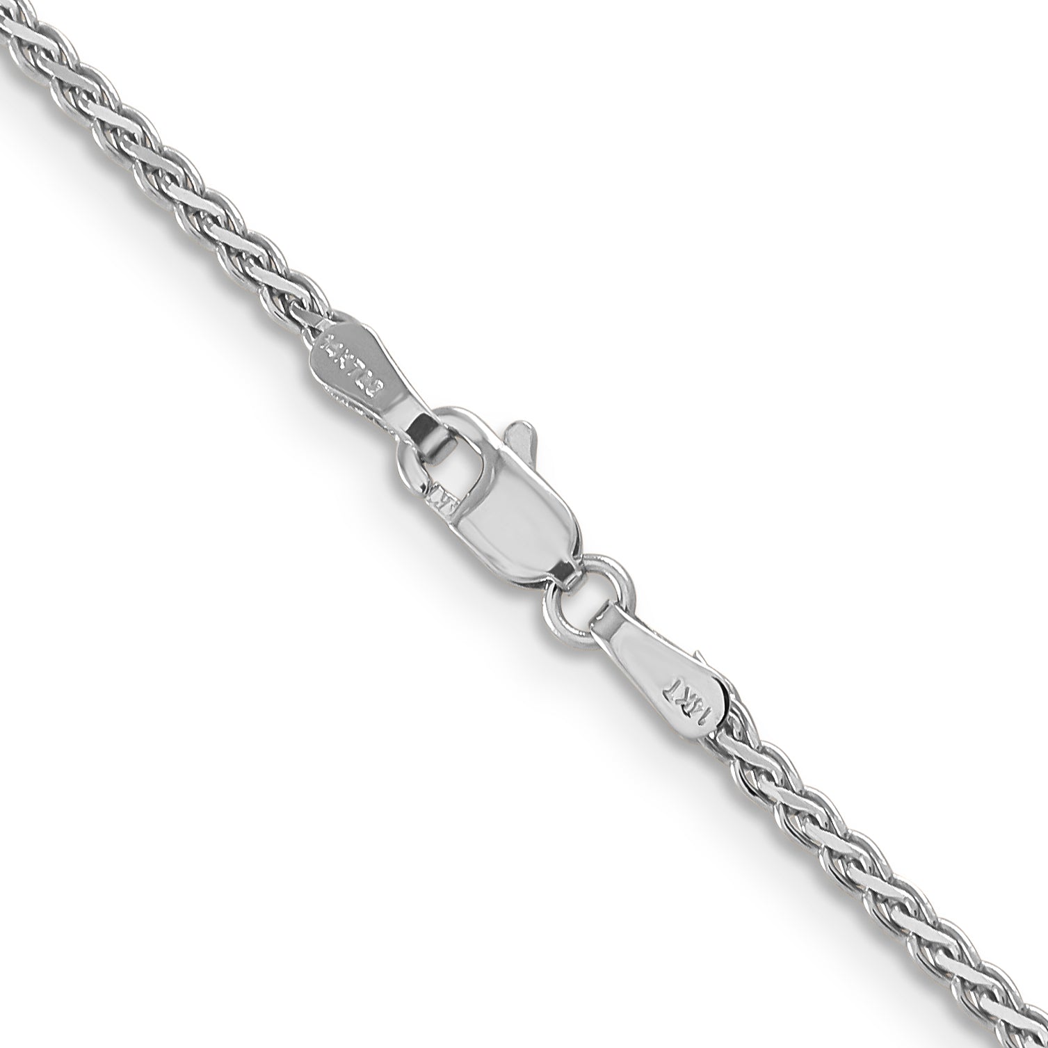 14K White Gold 16 Inch 1.9Mm Flat Wheat With Lobster Clasp Chain