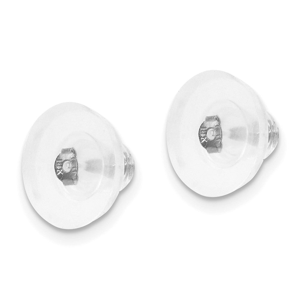 Silicone Sliders Sterling Silver Rhodium-plated Disk 1 Pair
