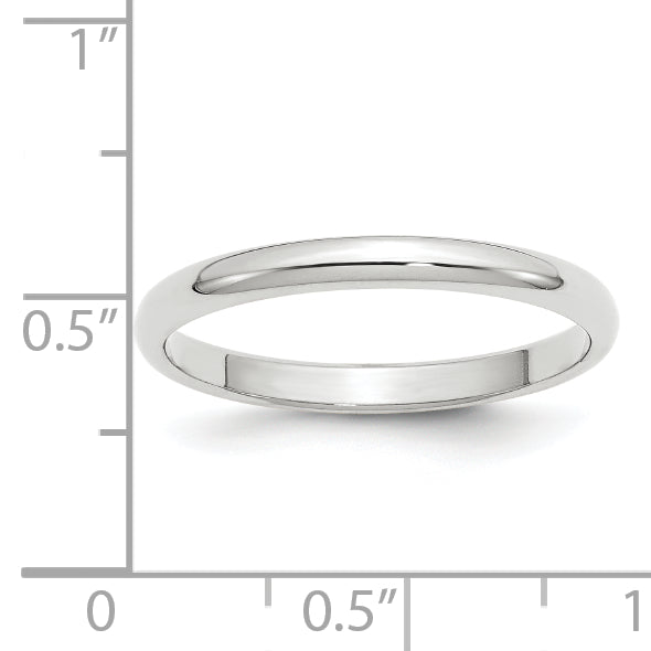 14k White Gold 2.5mm Half-Round Wedding Band Size 11