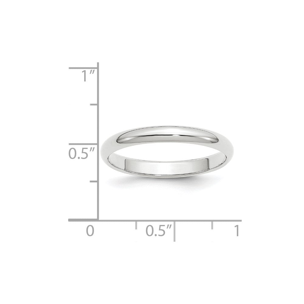 14k White Gold 3mm Half Round Wedding Band Size 12.5
