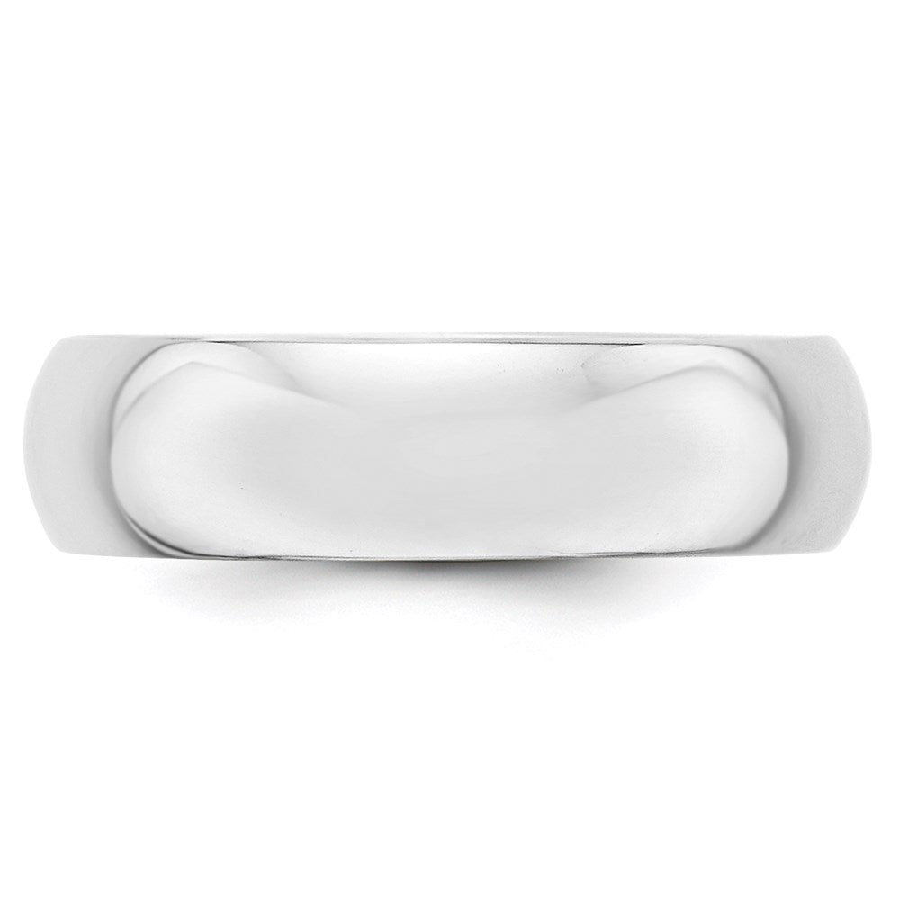 14k White Gold 6mm Half Round Wedding Band Size 14