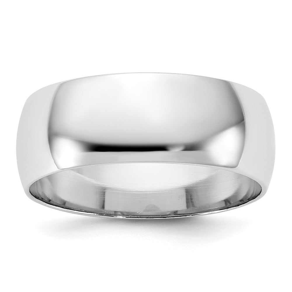 14k White Gold 7mm Half-Round Wedding Band Size 5.5