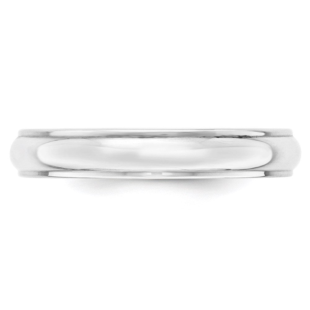 14k White Gold 4mm Half Round with Edge Wedding Band Size 10