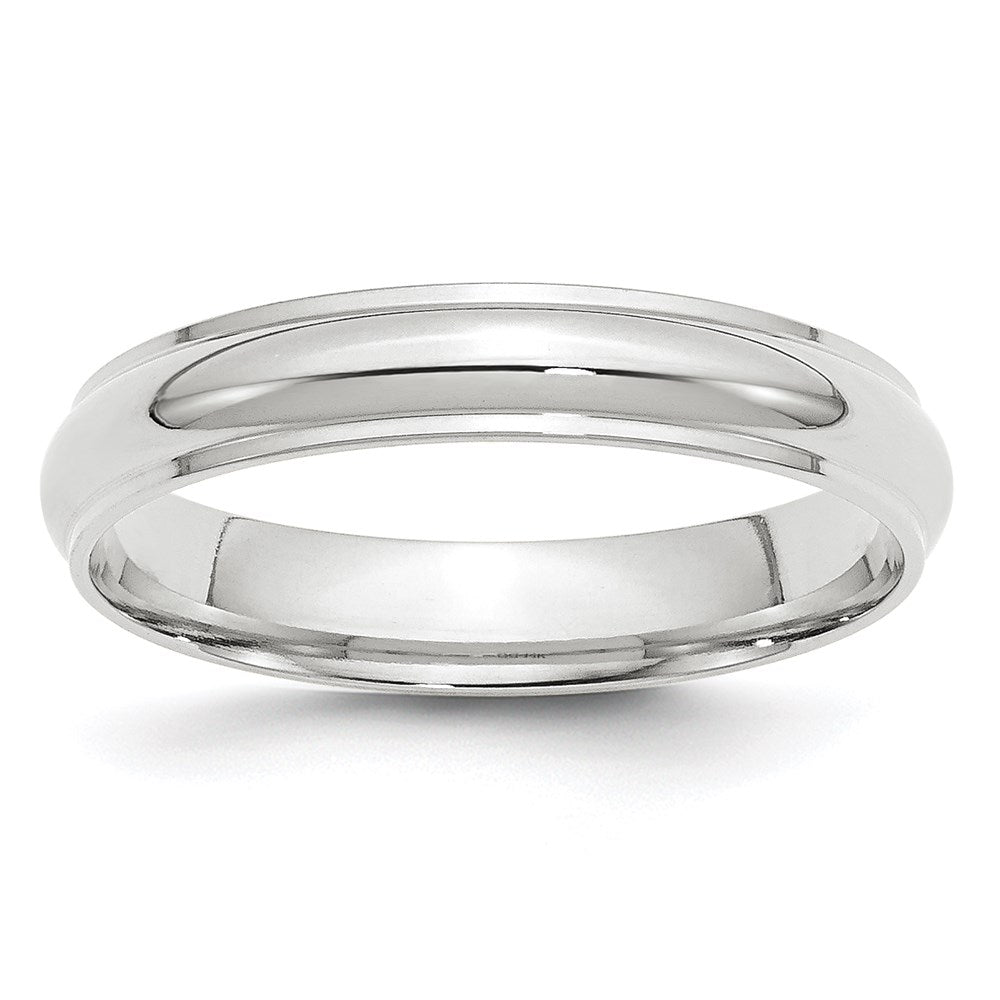 14k White Gold 4mm Half Round with Edge Wedding Band Size 10.5
