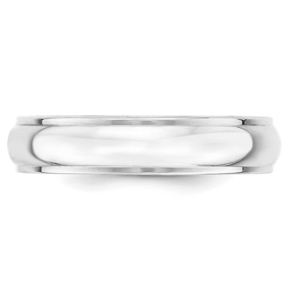 14k White Gold 5mm Half Round with Edge Wedding Band Size 5