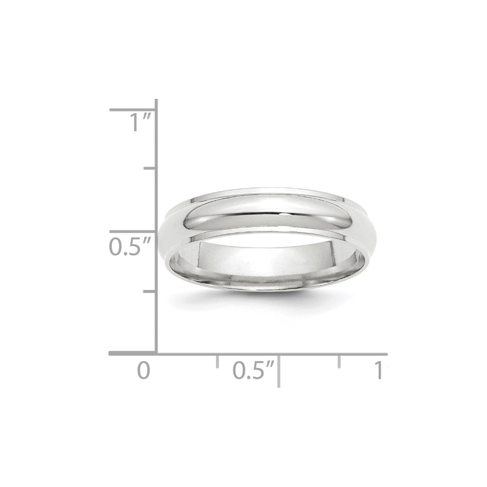 14k White Gold 5mm Half Round with Edge Wedding Band Size 11.5