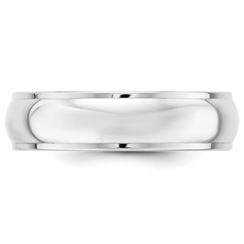 14k White Gold 6mm Half Round with Edge Wedding Band Size 9