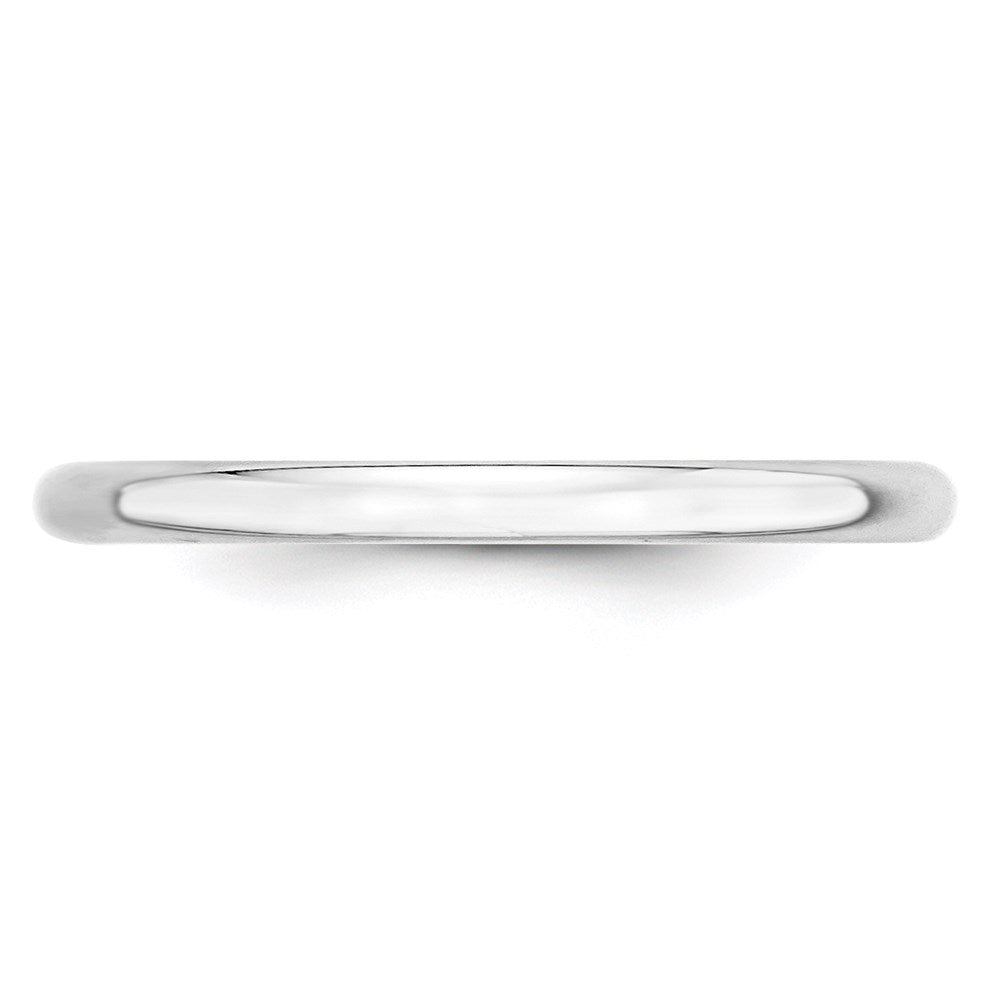 14k White Gold 2mm Lightweight Half Round Wedding Band Size 6