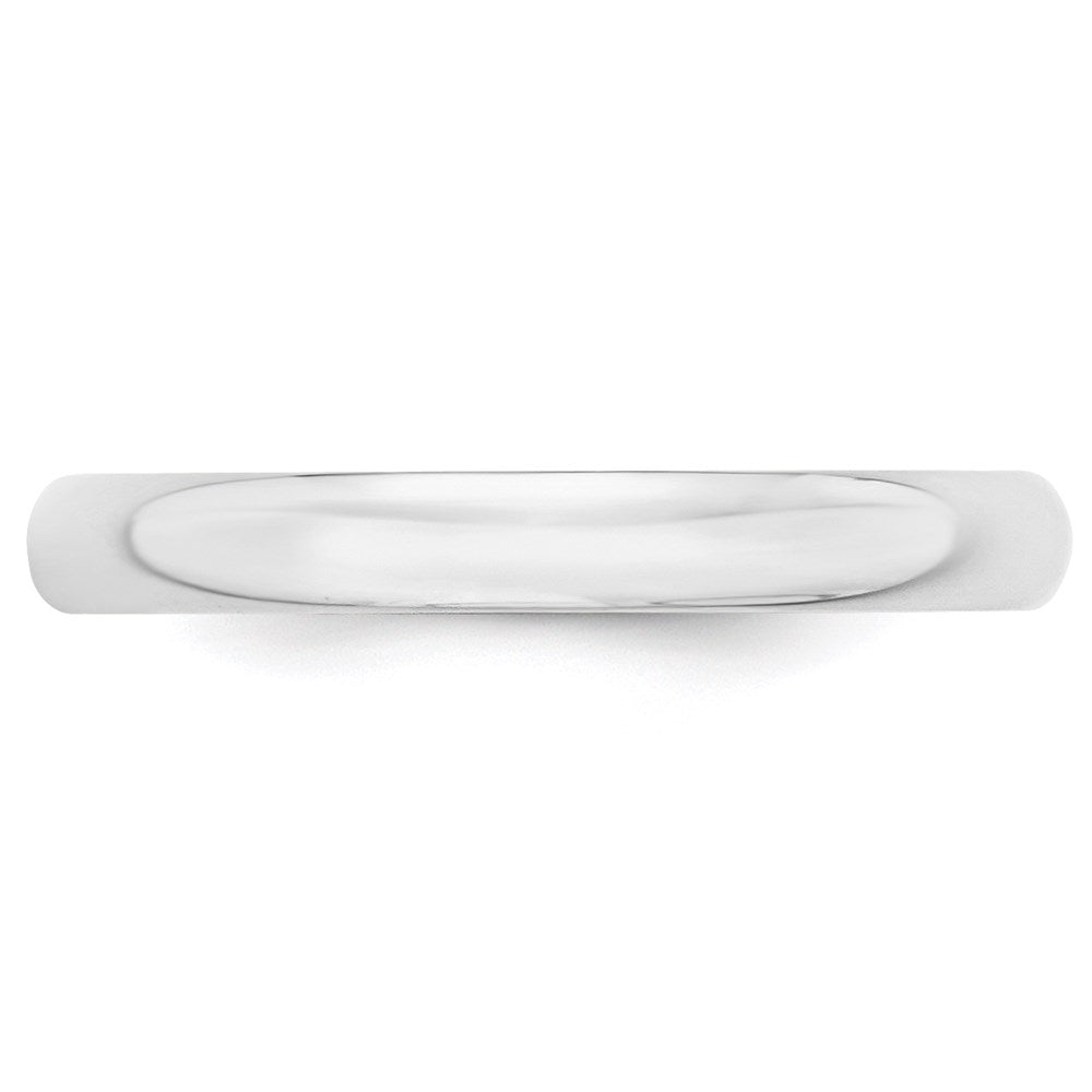 14k White Gold 3mm Lightweight Half Round Wedding Band Size 13