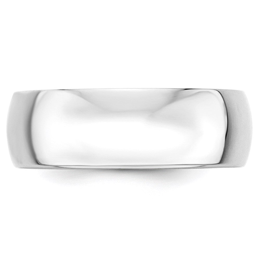 14k White Gold 7mm Lightweight Half Round Wedding Band Size 6