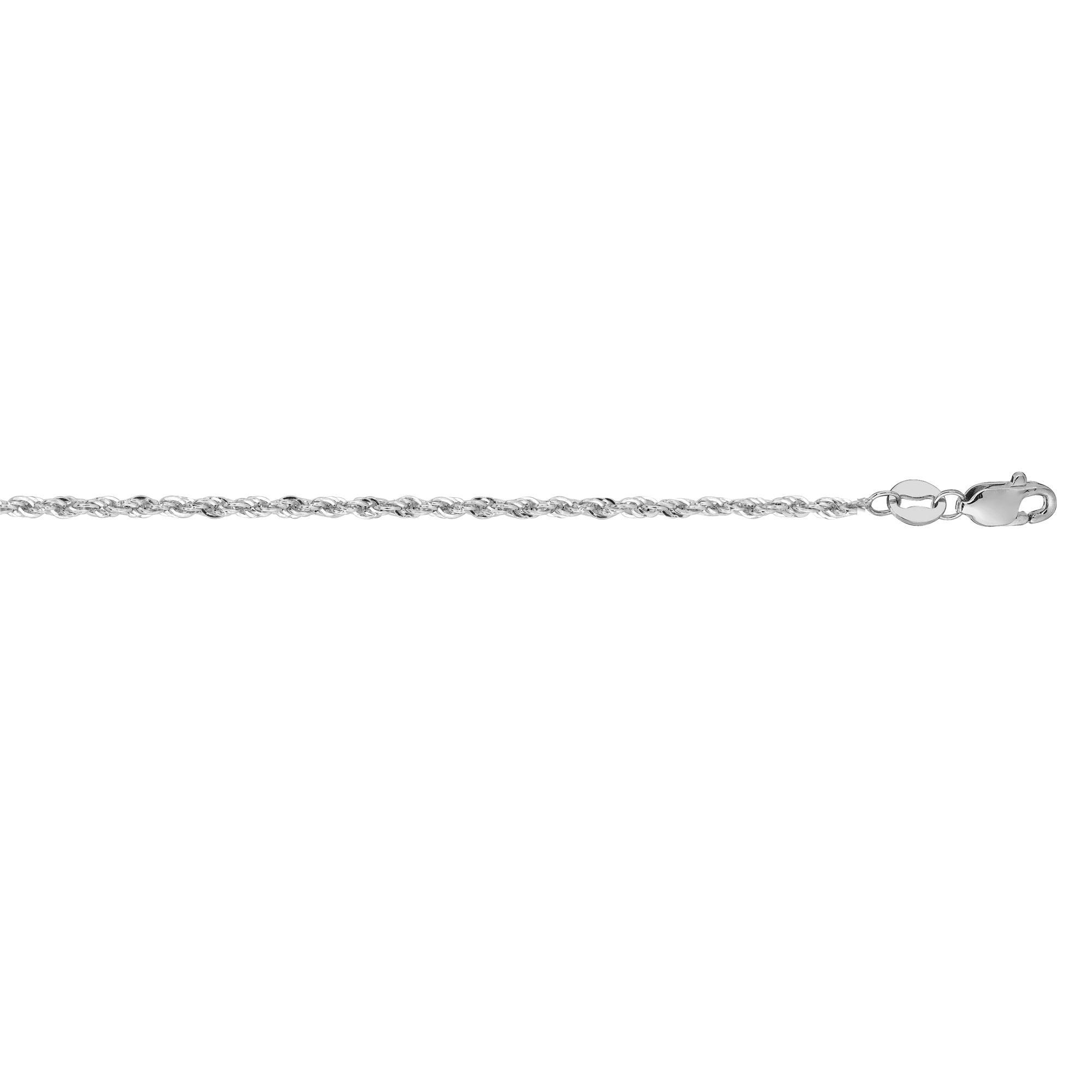 14K White Gold 1.5mm Lite Rope 20" Chain with Lobster Lock