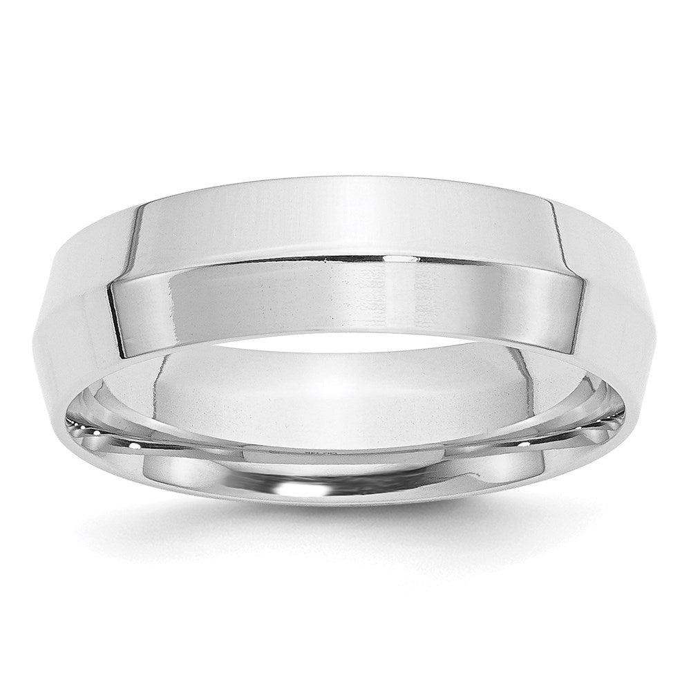 14k White Gold 6mm Knife Edge Comfort Fit Wedding Band Size 10