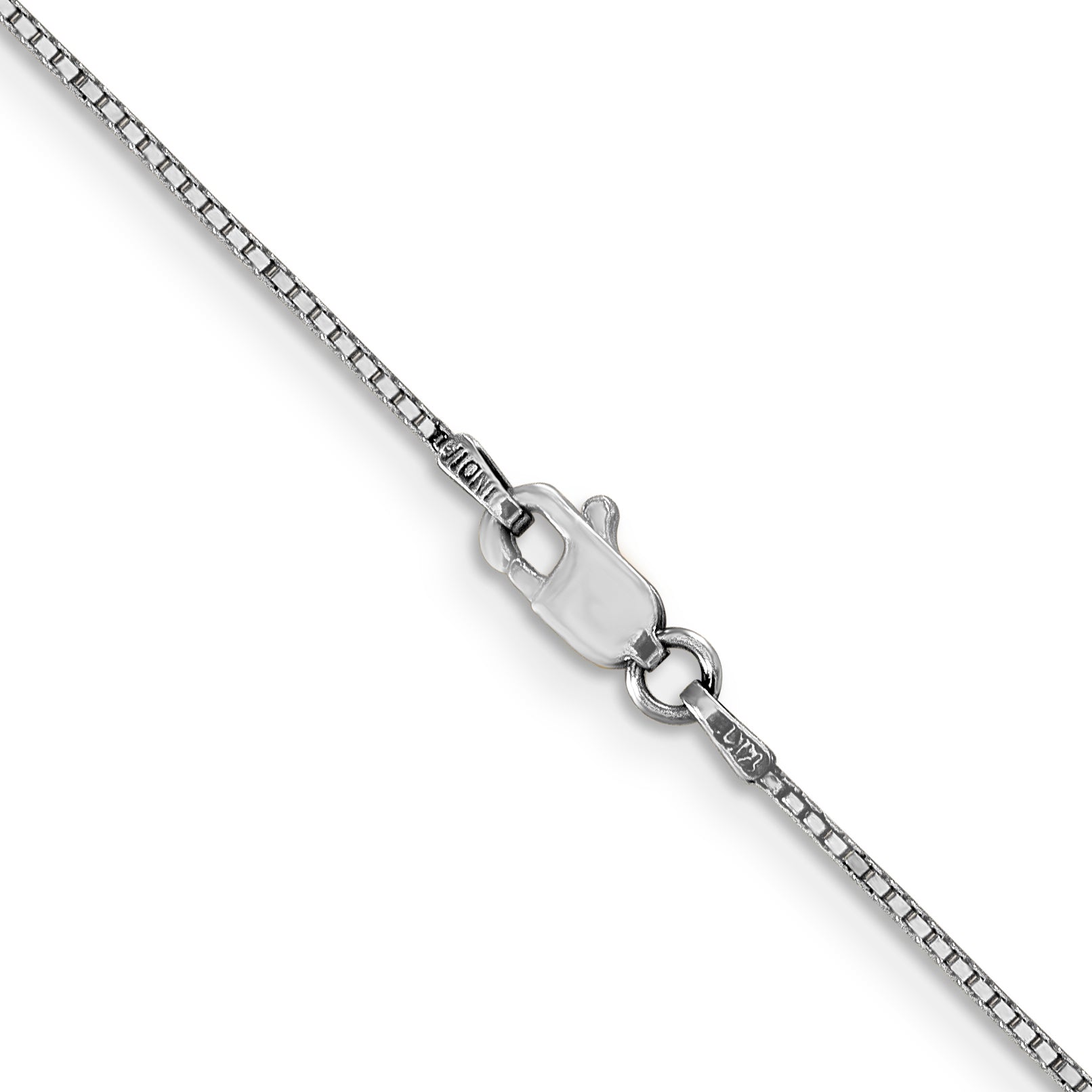 14K White Gold 18 Inch .9Mm Box With Lobster Clasp Chain