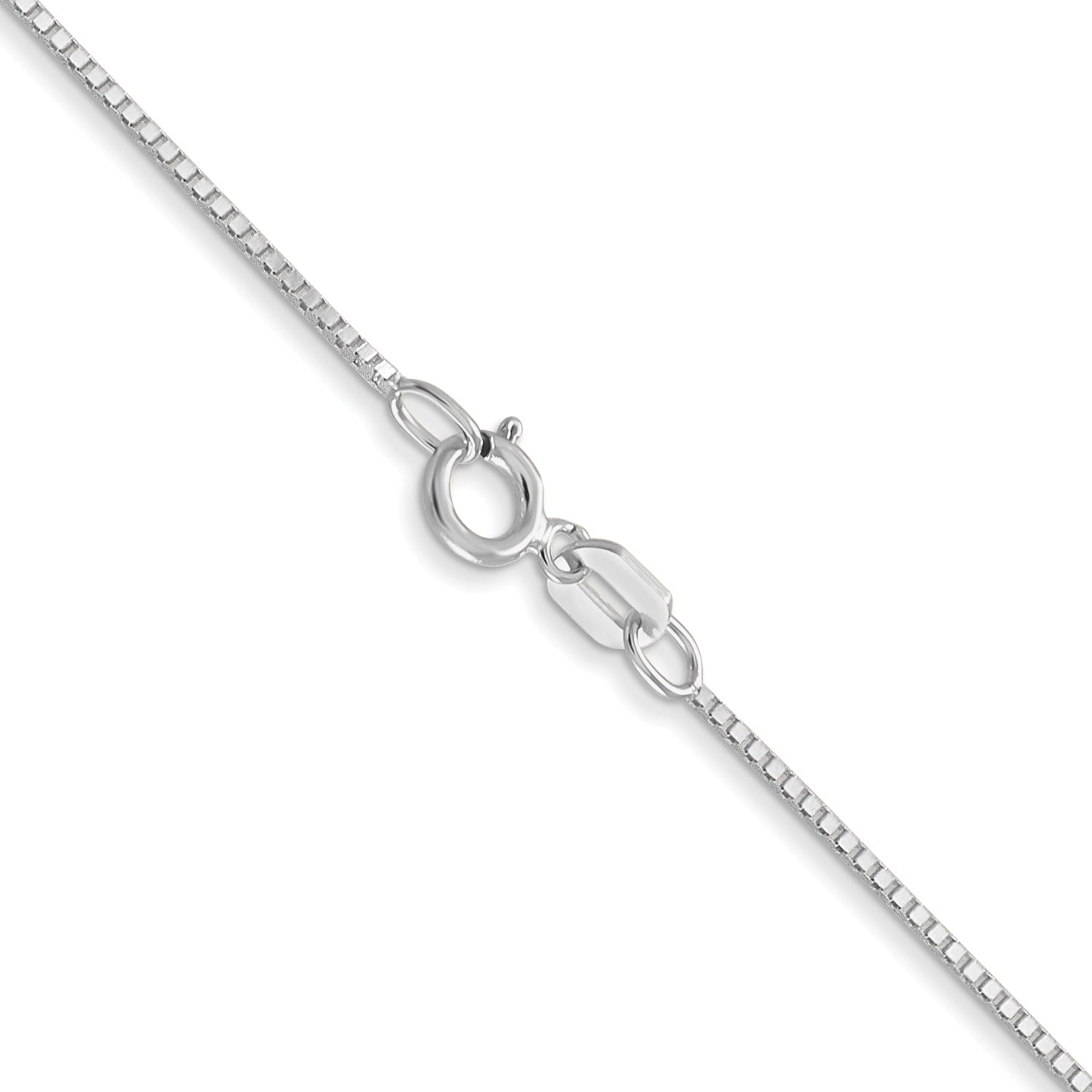 14K White Gold 14 Inch .7Mm Box With Spring Ring Clasp Chain