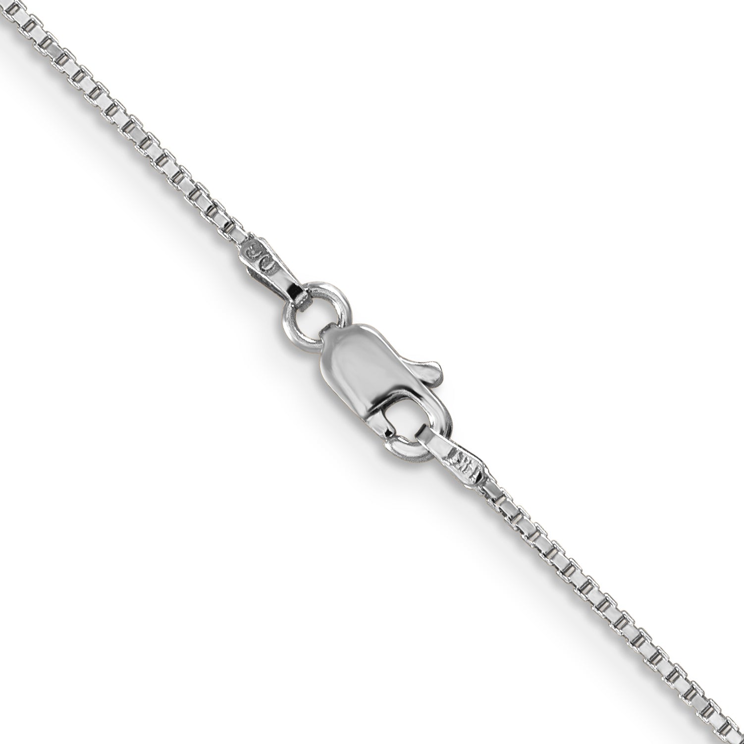 14K White Gold 24 Inch 1Mm Box With Lobster Clasp Chain