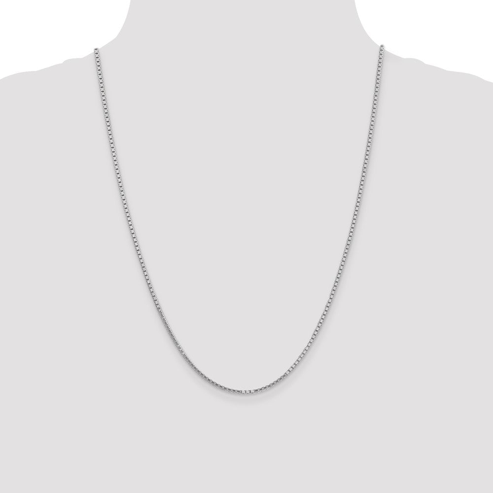 14K White Gold 24 inch 1.9mm Box with Lobster Clasp Chain