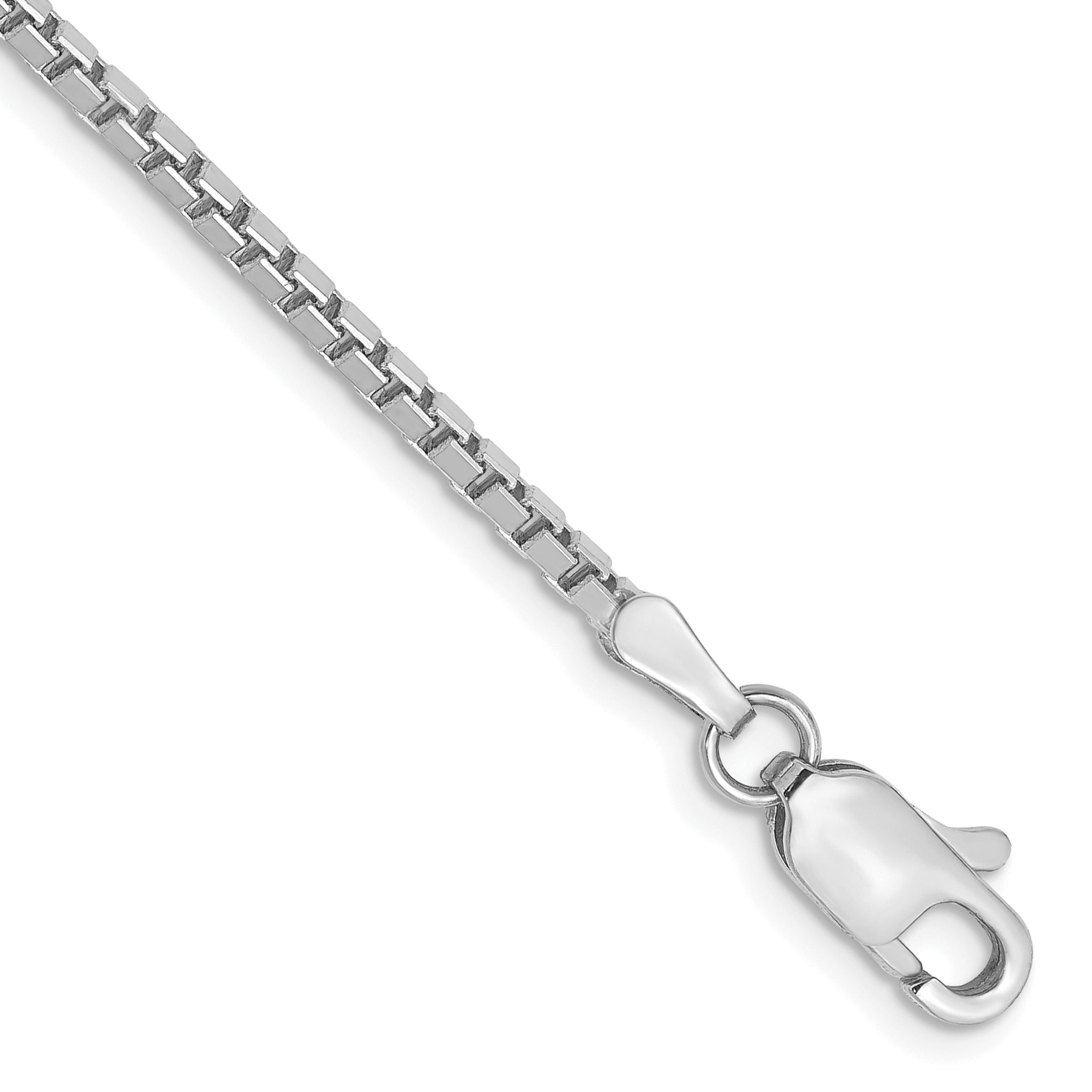 14K White Gold 7 Inch 1.9Mm Box With Lobster Clasp Bracelet