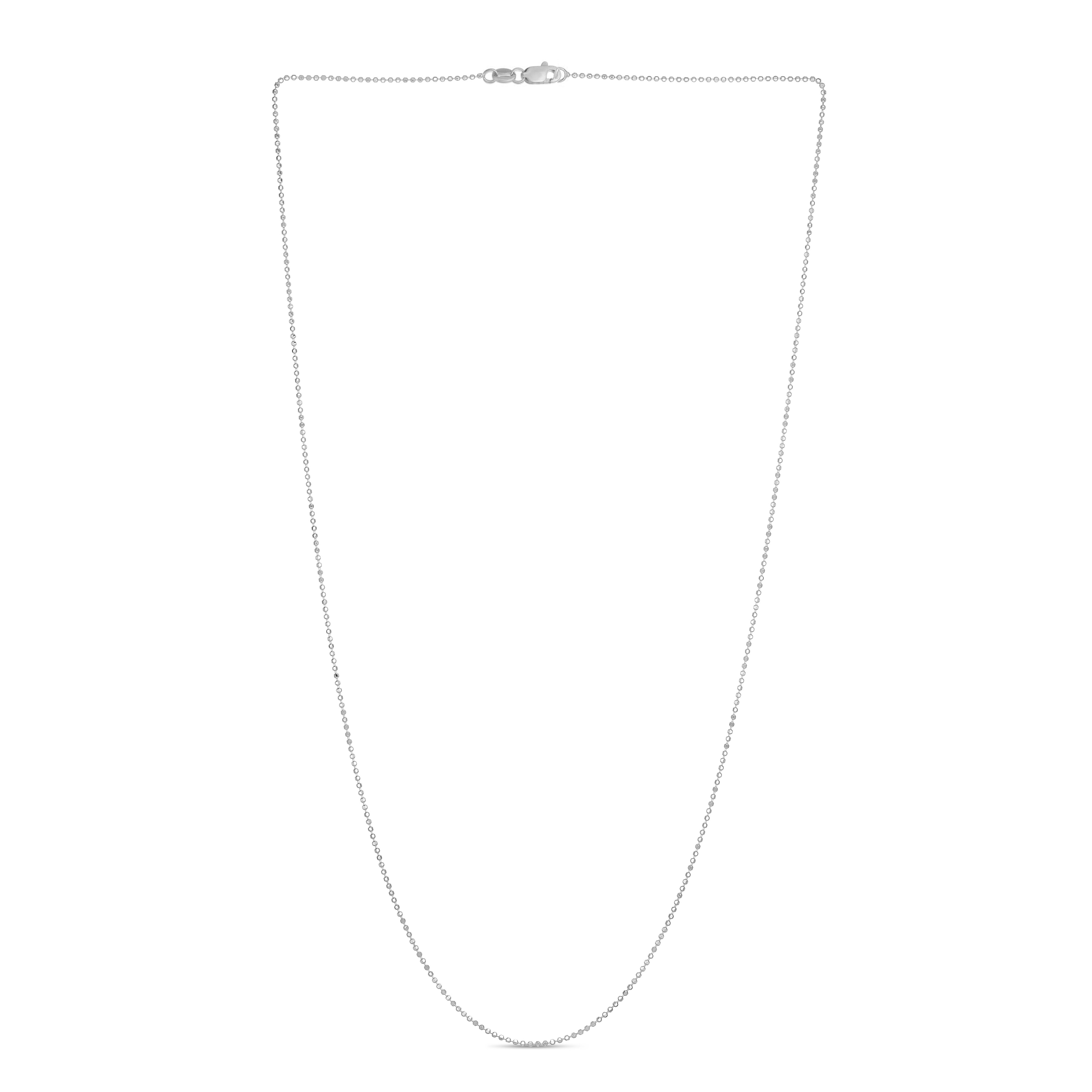 14K White Gold 0.9mm Diamond Cut Bead 20" Chain with Lobster Lock