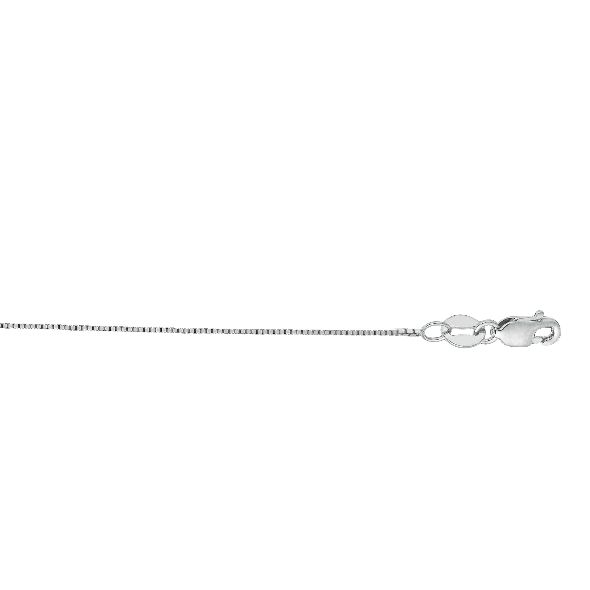14K White Gold 0.45mm Classic Box 20" Chain with Lobster Lock