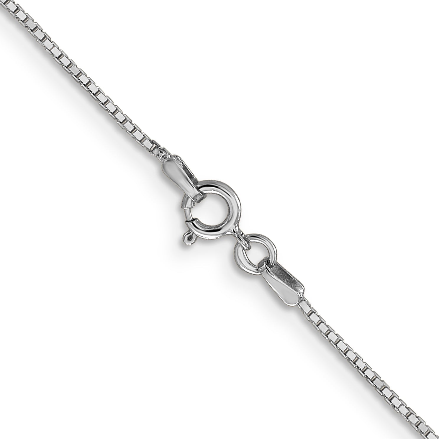 14K White Gold 24 Inch .9Mm Box With Spring Ring Clasp Chain