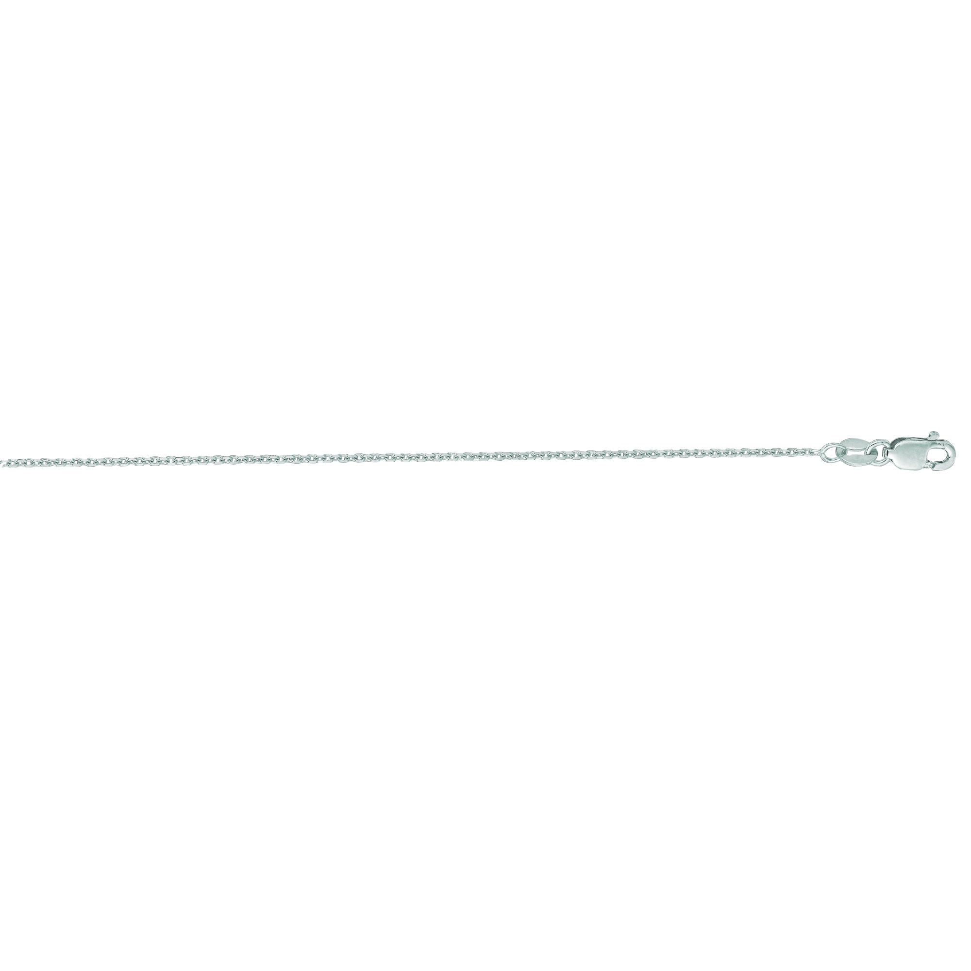14K White Gold 1.1mm Diamond Cut Cable 24" Chain with Lobster Lock