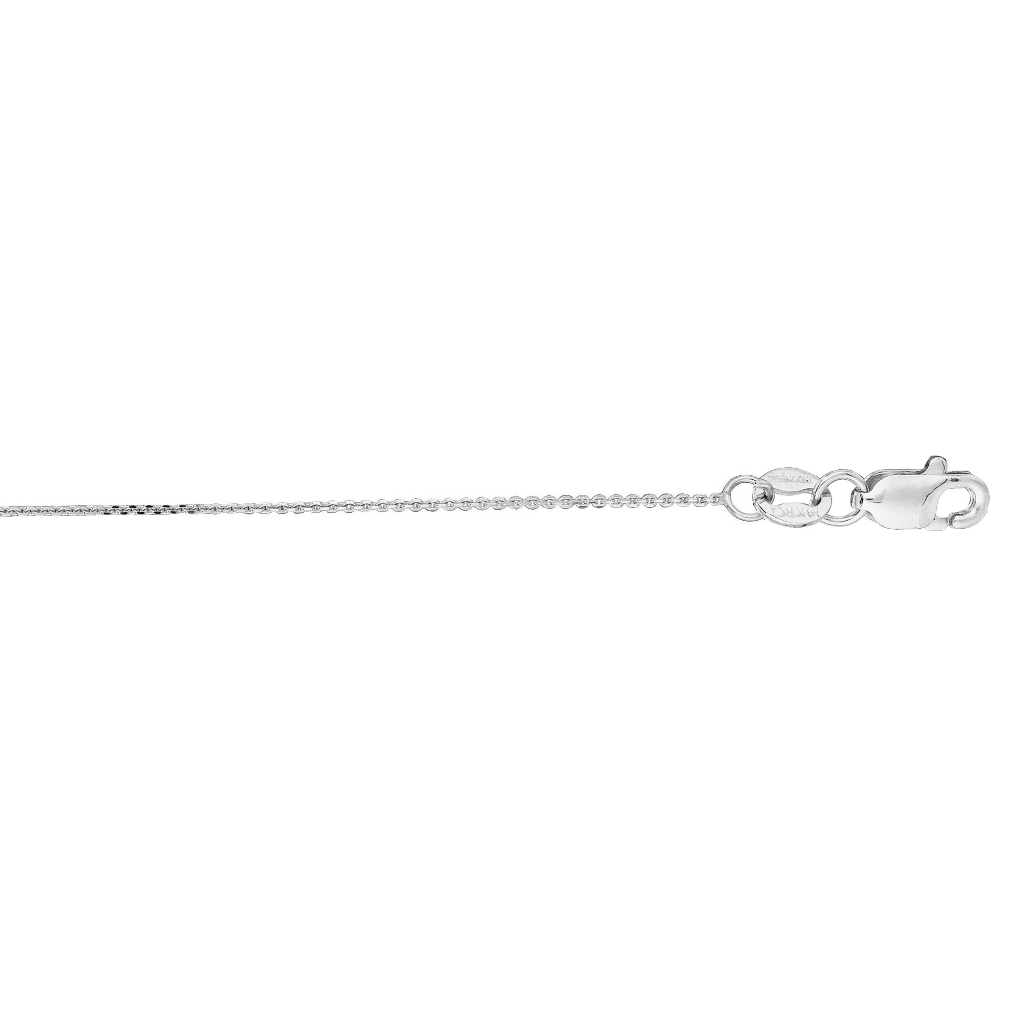 14K White Gold 0.5mm Diamond Cut Flat Cable 18" Chain with Lobster Lock