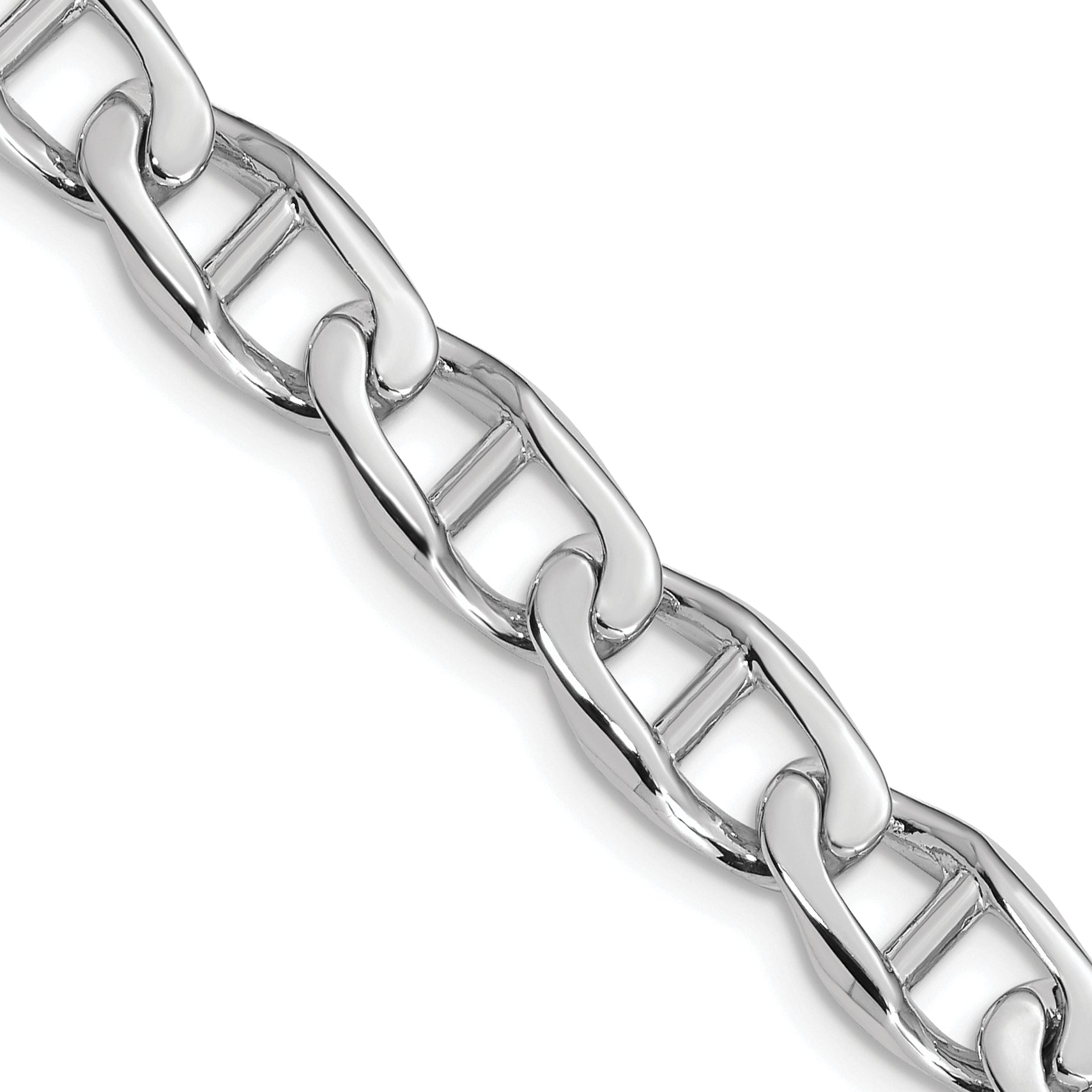 14K White Gold 22 Inch 9Mm Hand Polished Fancy Anchor Link With Fancy Lobster Clasp Chain