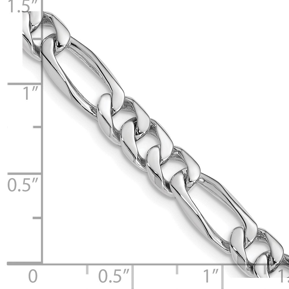 14K White Gold 20 inch 7mm Hand Polished Figaro Link with Fancy Lobster Clasp Chain